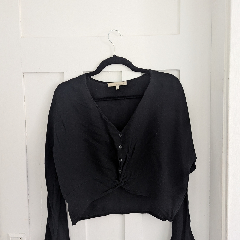Chic Black V-Neck Women's Blouse